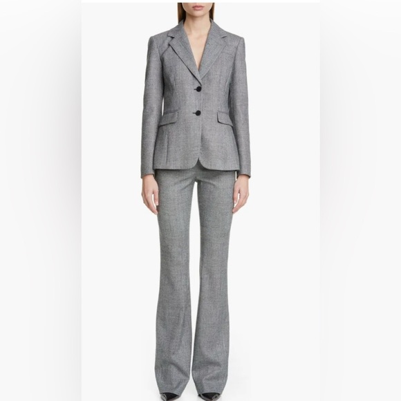 Altuzarra FENICE GLEN PLAID STRETCH WOOL BLAZER GREY - Picture 1 of 4